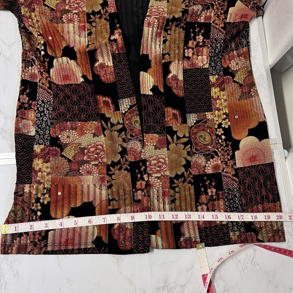Draper's & Damon's Women Small Black Multi Kimono Floral Theme Open Cardigan Top - Picture 14 of 15